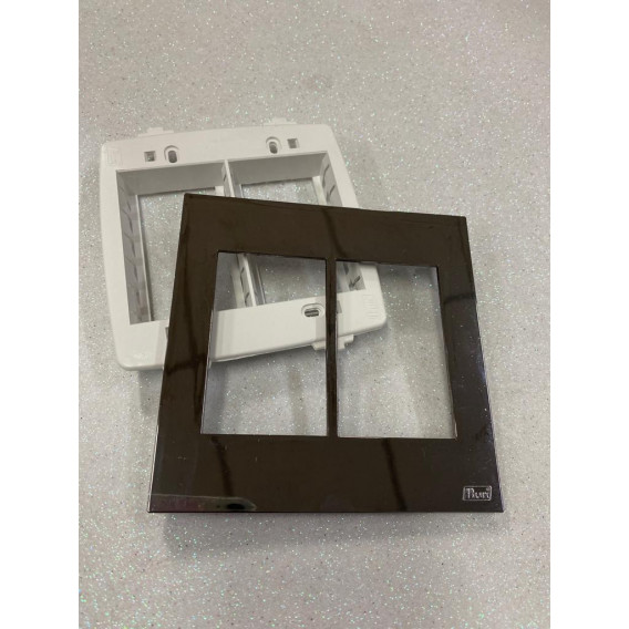 Placa p/ 6 Modulos 4x4 - Recta Espelhada Fume 